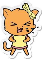 sticker of a cartoon cat vector