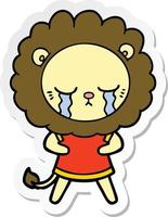 sticker of a crying cartoon lion vector