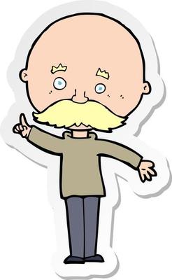 sticker of a cartoon bald man with idea