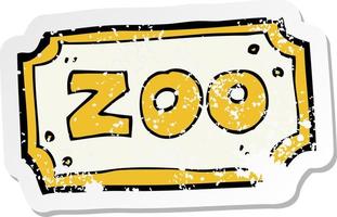 retro distressed sticker of a cartoon zoo sign vector