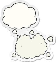 cartoon smoke cloud and thought bubble as a printed sticker vector