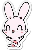 sticker of a cute cartoon rabbit vector