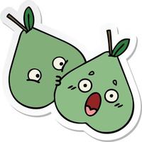 sticker of a cute cartoon green pear vector