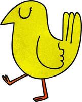 peculiar pájaro amarillo de dibujos animados dibujados a mano vector