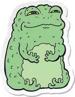 sticker of a cartoon smug toad vector
