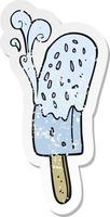 retro distressed sticker of a cartoon ice lolly vector