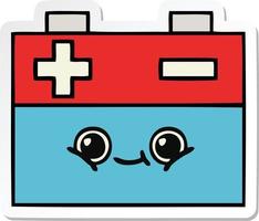 sticker of a cute cartoon car battery vector