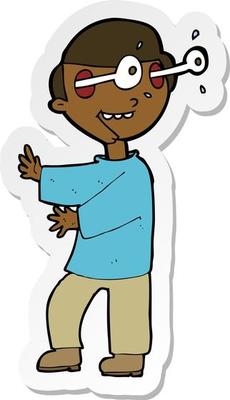 sticker of a cartoon boy with popping out eyes