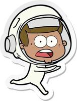 sticker of a cartoon surprised astronaut vector