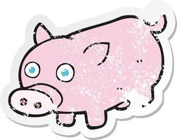 retro distressed sticker of a cartoon piglet vector