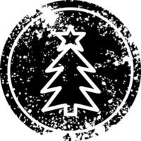 christmas tree distressed icon vector