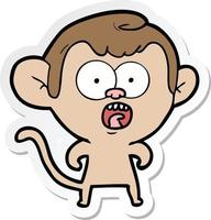 sticker of a cartoon shocked monkey vector