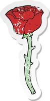 retro distressed sticker of a cartoon rose vector