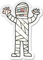 sticker of a cartoon bandaged mummy vector