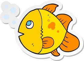 sticker of a cartoon fish vector