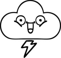 line drawing cartoon thunder cloud vector