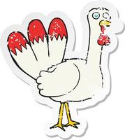 retro distressed sticker of a cartoon turkey vector
