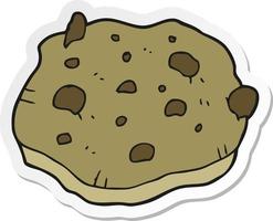 sticker of a cartoon chocolate chip cookie vector