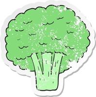 retro distressed sticker of a cartoon broccoli vector