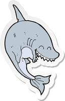 sticker of a cartoon shark vector