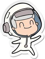 sticker of a happy cartoon astronaut vector