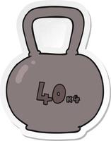 sticker of a cartoon 40kg kettle bell weight vector