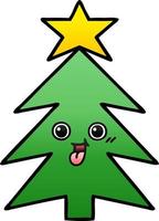 gradient shaded cartoon christmas tree vector