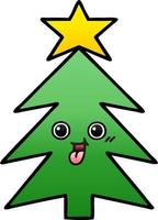 gradient shaded cartoon christmas tree vector