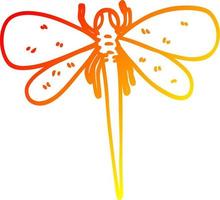 warm gradient line drawing cartoon dragonfly vector