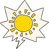 cartoon sun and speech bubble in comic book style vector