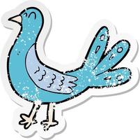 retro distressed sticker of a cartoon bird vector