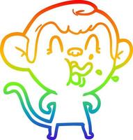 rainbow gradient line drawing crazy cartoon monkey vector