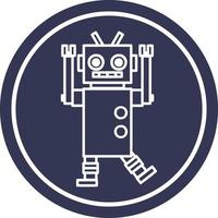 dancing robot circular icon vector