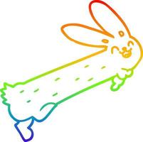 rainbow gradient line drawing funny cartoon rabbit vector