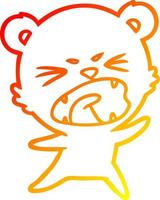 warm gradient line drawing angry cartoon bear vector