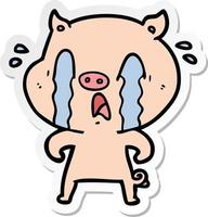 sticker of a crying pig cartoon vector