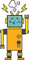 lindo robot de dibujos animados que funciona mal vector