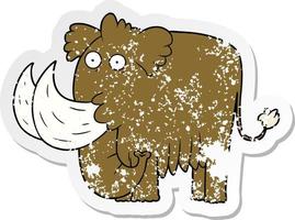 pegatina angustiada de un mamut de dibujos animados