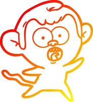 warm gradient line drawing cartoon shocked monkey vector