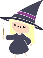 cartoon of a cute kawaii witch girl vector