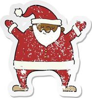 retro distressed sticker of a cartoon santa claus vector