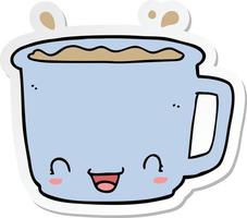 sticker of a cartoon cup of coffee vector