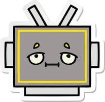 sticker of a cute cartoon robot head vector