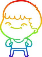 rainbow gradient line drawing cartoon happy boy vector