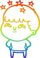 rainbow gradient line drawing cartoon amazed boy vector