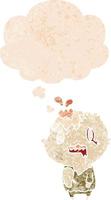 cartoon zombie and thought bubble in retro textured style vector