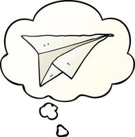 cartoon paper airplane and thought bubble in smooth gradient style vector