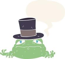 cartoon rich toad and speech bubble in retro style vector