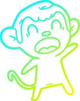 cold gradient line drawing shouting cartoon monkey vector