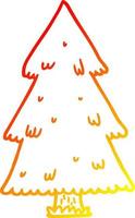 warm gradient line drawing christmas tree vector